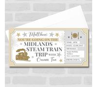 Steam Train Railway Trip Cream Tea Personalised Gift Voucher Surprise Ticket | Custom Greetings Card | Surprise Reveal Voucher Spoof Ticket