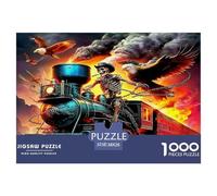 Steam Train Recycled Paper Jigsaw Puzzles 1000 Pieces - Ghost Train Fiery Dramatic Eerie Suitable for Wall Decompression Educational Game38x26cm/1000pcs