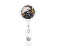 Steam Train Retractable Badge Reel Heavy Duty Badge Holder with Belt Clip Retractable Lanyards ID Card Holder with Keychain Name Badge Clips for Office Nurse Employee