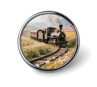 Steam Train Round Lapel Pins Backpack Pin Cute Brooch Decoration Brooches for Women Men Fashion Button Badges for Hat Backpacks Purses Jackets Shirt Suit