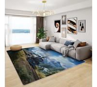 Steam Train Rug - Steam Engine Rug, Retro Train Rugs for Living Room Bedroom, Washable Non Slip Soft Large Carpet, Patterned Area Rugs & Home Decor 120x170 cm