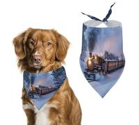 Steam Train Snowy Forests Pet Triangle Bandana Soft Puppy Scarfs Dog Cat Gifts for Small Medium Pets