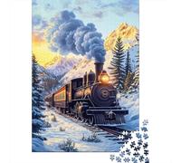 Steam Train Snowy Mountain Jigsaw Puzzle for Adults 1000 Piece Paper Relaxation Gift Family Focus 70x50cm/1000pcs