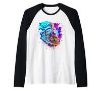 Steam Train Steam Engine Train Drip Paint Style Men Women Raglan Baseball Tee