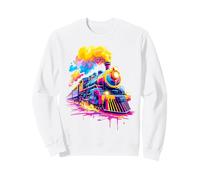 Steam Train Steam Engine Train Drip Paint Style Men Women Sweatshirt