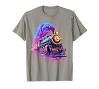 Steam Train Steam Engine Train Drip Paint Style Men Women T-Shirt