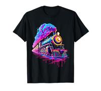 Steam Train Steam Engine Train Drip Paint Style Men Women T-Shirt