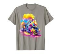 Steam Train Steam Engine Train Drip Paint Style Men Women T-Shirt