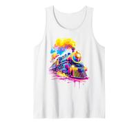 Steam Train Steam Engine Train Drip Paint Style Men Women Tank Top