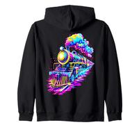 Steam Train Steam Engine Train Drip Paint Style Men Women Zip Hoodie