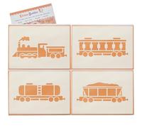 Steam Train Stencil Set 4pc - A6 Craft & Cake Decorating Stencils