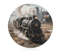 Steam Train Tempered Glass Cutting Board Stylish Non-Slip Round Chopping Boards Easy to Clean Cutting Board Small Scratch Flexible Butcher Block for Countertop Decor