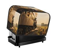 Steam Train Toaster Cover 2 Slice, Waterproof Bread Machine Covers with Pockets Universal Size Kitchen Small Appliance Cover with Handle, Dust and Fingerprint Protection