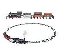 Steam Train Track Set for Kids, Electric Railway Set with Lights, Sounds, and Real Smoke Effect, 4-Meter Track with Locomotive and 3 Carriages, 36M+