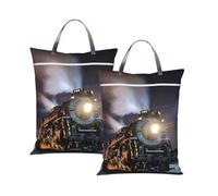 Steam Train Travel Laundry Bag with All-Over Print,Water-Resistant Twill Fabric,Smooth Zipper, Top Carry Handle,Hanging Loop,Large 58x46cm