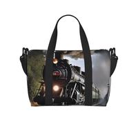 Steam Train Travel Tote Bag Unisex, Water-Resistant Weekend Gym Bag, Large Capacity Adjustable Shoulder Strap Travel Bag