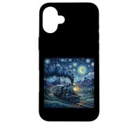 Steam Train Under Swirling Night Sky Starry Night Style Art Case for iPhone 16 Plus