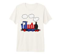 Steam Train USA Flag American 4th July Railroad Patriotic Premium T-Shirt
