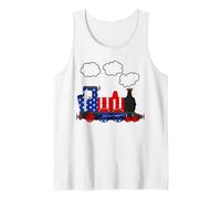 Steam Train USA Flag American 4th July Railroad Patriotic Tank Top