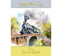 Steam Train Vintage Art Fathers Day Card For Stepdad (Design 4)
