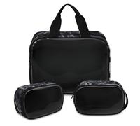 Steam Train Vintage Makeup Bag for Women Men, Train Prints Translucent Cosmetic Bag Wash Pouch Shower Bag 3 Pcs Travel Toiletry Toiletries Cosmetic Organizer