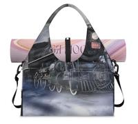 Steam Train Vintage Sports Duffel Bag for Women Men Train Prints Weekend Overnight Bag with Shoe Compartment Shoulder Tote Luggage Bag for Yoga Gym Travel