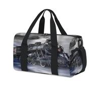 Steam Train Vintage Sports Duffel Bag Train Prints Weekend Overnight Bag Tote Holdall Casual Travel Gym Duffel Bags for Kids Girls Boys Women Men