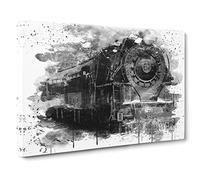 Steam Train Vol.3 V4 Canvas Print | Gallery Wrapped 30mm Frame Wall Art | 20x14 inches | Ready to Hang | Retro Vehicles Picture | Living Room Bedroom Lounge Office