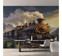 Steam Train Wallpaper for Living Room, Modern Steam Wall Mural for Bedroom 500x350 cm, Non-Woven Photo Wallpaper, Home Decor D&O87