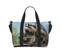 (Steam Train) Waterproof Lightweight Hand Travel Bag - Large Carry-On for 3-5 Day Trips | Air Travel, Sports, Weekend Use | Men & Women (1-Pack)