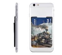Steam Train WhitePrinted Phone Card Holder Wallet Sleeve PU Leather Phone Pocket Compatible with iPhone Samsung Galaxy