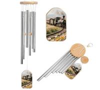 Steam Train Wind Chimes for Outside Memorial Wind Chime (20.5') Large Outdoor Deep Tone Windchime Unique Aluminum Windchimes for Garden Hanging Decor, Sympathy Gifts