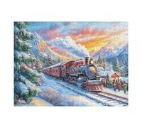 Steam Train Winter Mountain Forest Adventure Wild Nature 500 Piece Jigsaw Puzzle for Adults Happy Time Jigsaw Bedroom Decor Accent Whimsical Brainteaser Great Relaxation Activity 500 PC