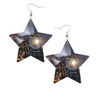 Steam Train Women's Fashion Earrings, Celestial Dangle Earrings, Star Shape Jewelry for a Versatile