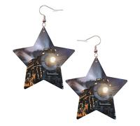 Steam Train Women's Fashion Earrings, Celestial Dangle Earrings, Star Shape Jewelry for a Versatile