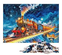 Steam Train Wooden Jigsaw Puzzle 500 Pieces for Adults Fun Stress Relief Toy Toy Intellectual Game Education Game Decoration Challenge Educational 500pcs (52x38cm)