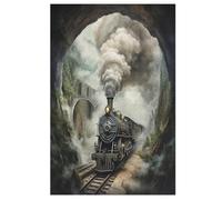 Steam Train Wooden Puzzles Jigsaw Puzzle 1000 Pieces for Adults Creative Difficult Challenging Game 78×53cm