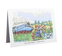 Steam Trains Humour Cartoon A5 Funny Blank Greeting Card by Armand Foster