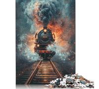 Steam Trains Jigsaw Puzzles for Adult 1000 Piece Jigsaw Puzzle for Adults Round Jigsaw Puzzles Great Gift for Adults 1000pcs (75x50cm)