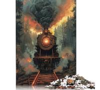 Steam Trains Jigsaw Puzzles for Adults 1000 Piece Jigsaw Puzzles for Wooden Puzzles Challenging Game Family Activities 1000pcs (75x50cm)