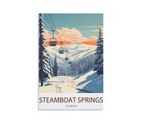 Steamboat Springs Colorado Vintage Travel Poster Snowy Mountain Landscape Cable Car Canvas Art Print Office Family Bedroom Decorative Posters Gift Wall Decor Poster 12x18inch(30x45cm) Unframe-style