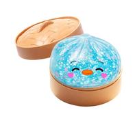 Steamed Bun Squeeze Toy with Plastic Steamer, Stress Relief Fidget Ball for Anxiety, Sensory Dough Dumpling, 6cm White 1 Set fits for Kids Adults Blue