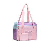 STEAMEDBUN Kawaii Ita Bag Japanese School Bag Cute Tote Bag Large Shoulder Anime Heart Purse, Pink Straps, 14.8x4.8x11 inch (LxWxH)