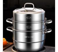 Steamer 304 Stainless Steel Household Thickened Three-layer Multi-functional Large-capacity Steamer Induction Cooker for Gas 30Cm fourth floor