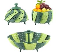 Steamer Basket, 2 Pcs Vegetable Steamer Basket PP Plastic TPR Rubber Foldable Steaming Basket for Vegetable Fruit