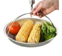 Steamer Basket For Pot - 25.5cm Stainless Steel Rice Wash Sieve With Handle, Multifunctional Food Draining Steamer Insert For Pan | Kitchen Gadgets For Eggs, Dumplings, Corn, Buns, Vegetables, Cooking