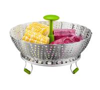 Steamer Basket for Pot, Folding Stainless Steel Grill - Steam Basket with Retractable Handle Caraway Type, Ideal for Vegetables, Fruits, Food, Rice, and Home Cooking