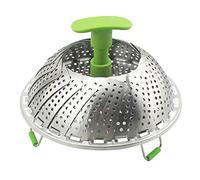 Steamer Basket Stainless Steel,Vegetable Steamer Basket with Handle,Folding Steamer Insert Steamer Basket for Veggie Fish Seafood Cooking(Green)