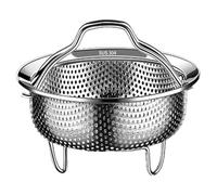 Steamer Basket with Handle and Rice Washer | Pot Insert, Vegetable Tray Strainer with Base Leg for Pressure Cookers