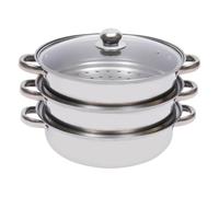 Steamer Pot - 11in, Stainless Steel Stove | Steamer with Glass Lid - Stackable Three-Tier Design for Induction Cookware Offers Effective Steaming for Dumplings Fish Vegetables Seafood